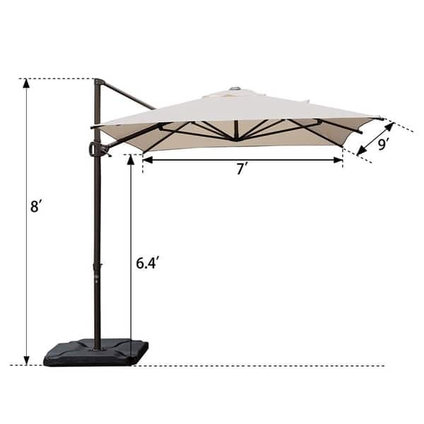 Shop Black Friday Deals On Offset Cantilever 9 By 7 Feet Rectangular Patio Hanging Umbrella With Cross Base Overstock 28608009