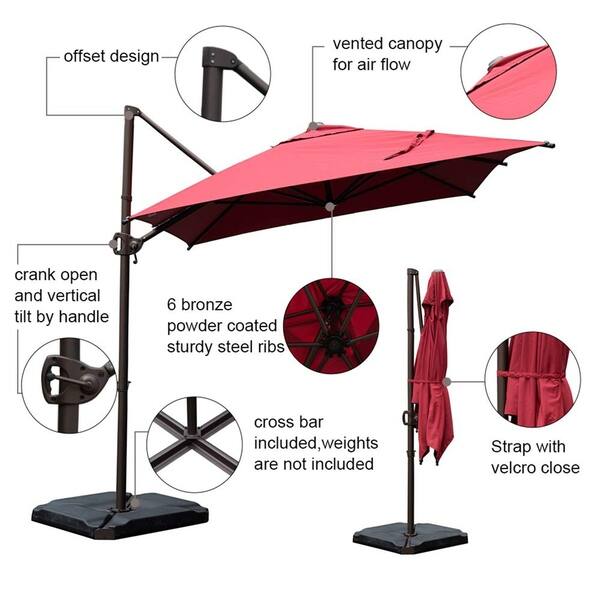 Shop Black Friday Deals On Offset Cantilever 9 By 7 Feet Rectangular Patio Hanging Umbrella With Cross Base Overstock 28608009