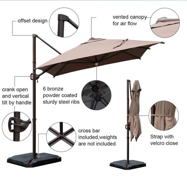 Shop Black Friday Deals On Offset Cantilever 9 By 7 Feet Rectangular Patio Hanging Umbrella With Cross Base Overstock 28608009