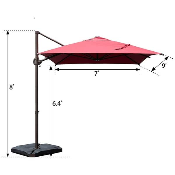 Shop Black Friday Deals On Offset Cantilever 9 By 7 Feet Rectangular Patio Hanging Umbrella With Cross Base Overstock 28608009