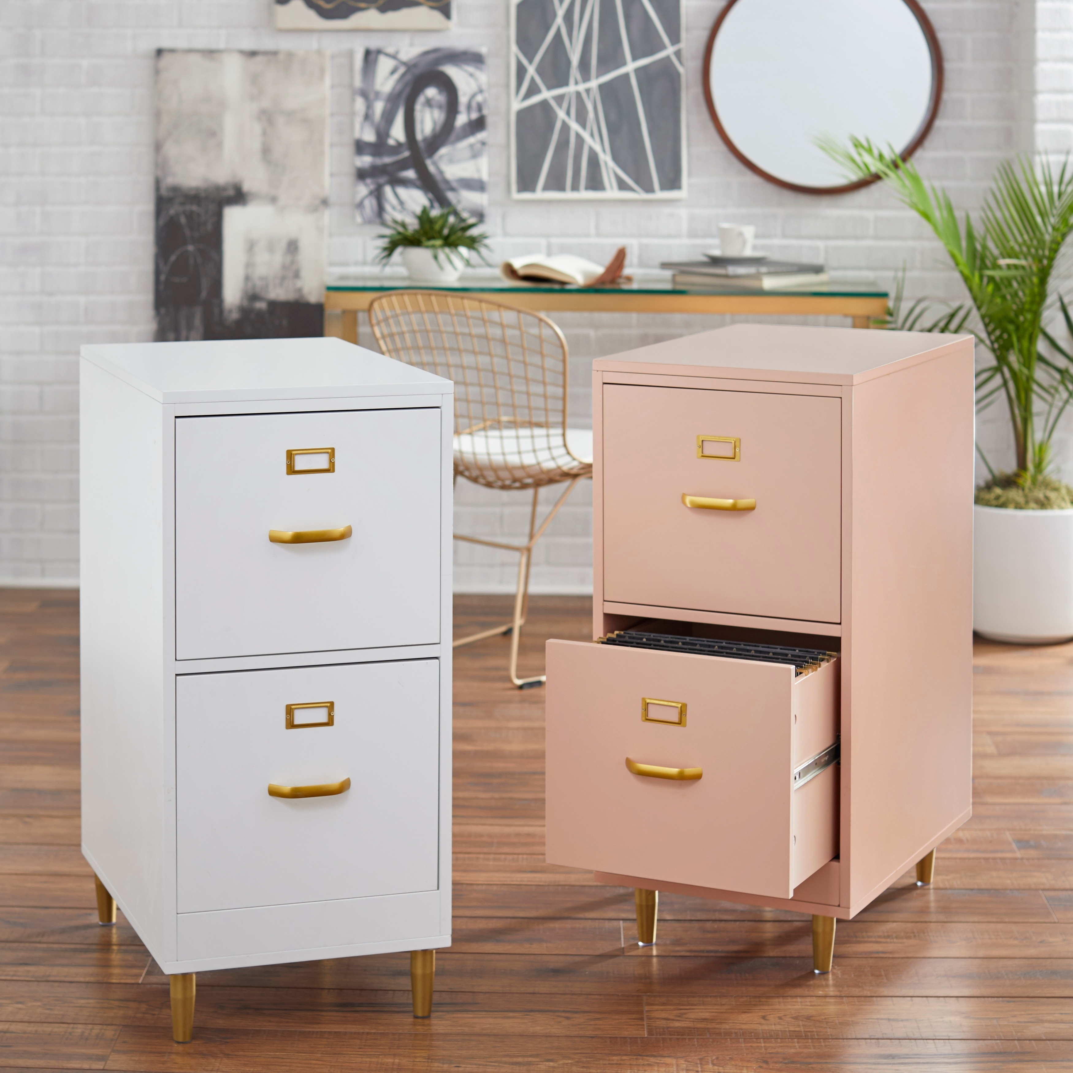 Dixie 2 Drawer Filing Cabinet Blush Pink - Buylateral