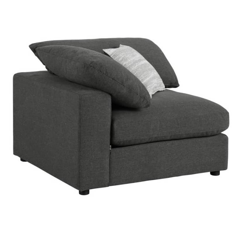 Fabric Upholstered Wooden Corner Chair with Loose Cushion Seat, Gray