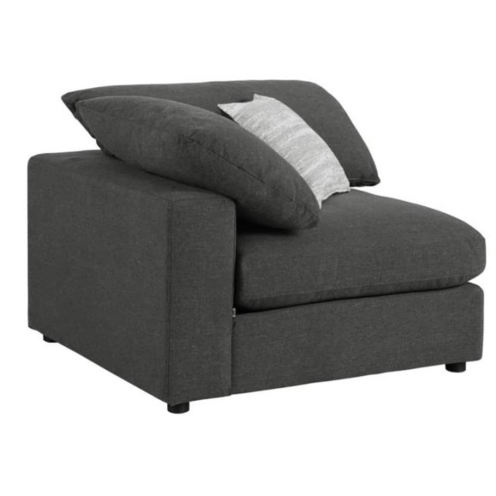 Fabric Upholstered Wooden Corner Chair with Loose Cushion Seat, Gray