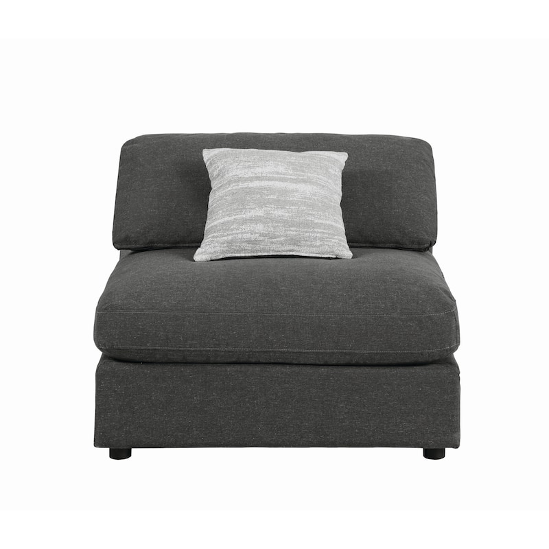 Fabric Upholstered Wooden Armless Chair with Loose Cushion Seat, Gray