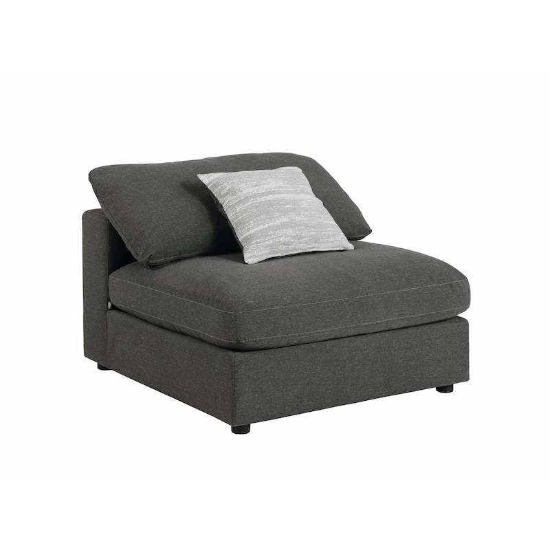 Fabric Upholstered Wooden Armless Chair with Loose Cushion Seat, Gray