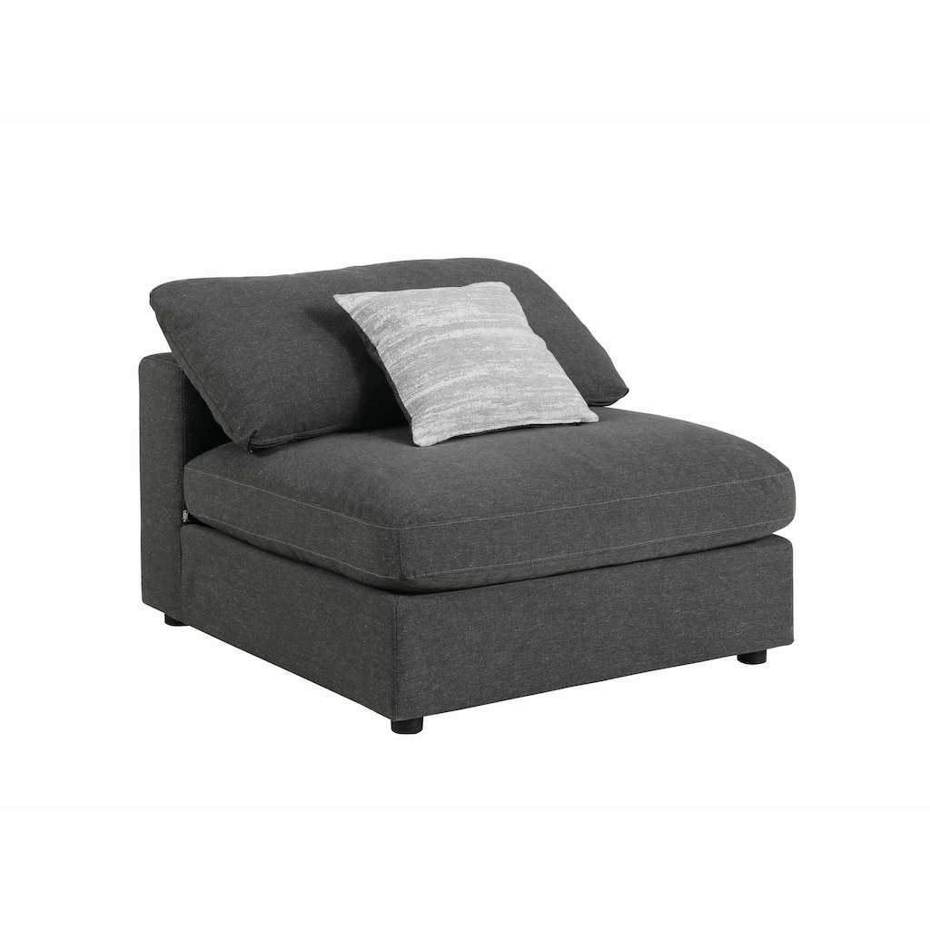 Fabric Upholstered Wooden Armless Chair with Loose Cushion Seat, Gray