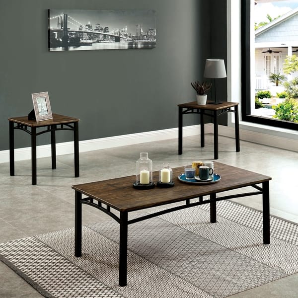 Carbon Loft Weatherly Antique Brown 3 Piece Coffee Table Set On Sale Overstock 28608973