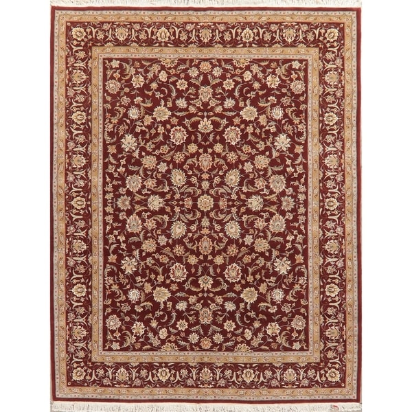 Agra Oriental Hand-Knotted Traditional Wool Indian Area Rug - 9'10" x 7'9"