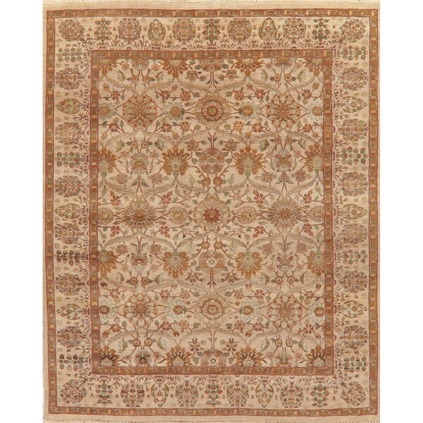 Hand Knotted Agra Oriental Traditional Wool Indian Area Rug - 11'10" x 9'0"