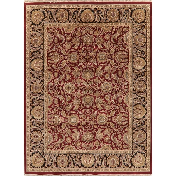 Agra Traditional Oriental Hand-Knotted Wool Indian Area Rug - 12'0" x 8'10"