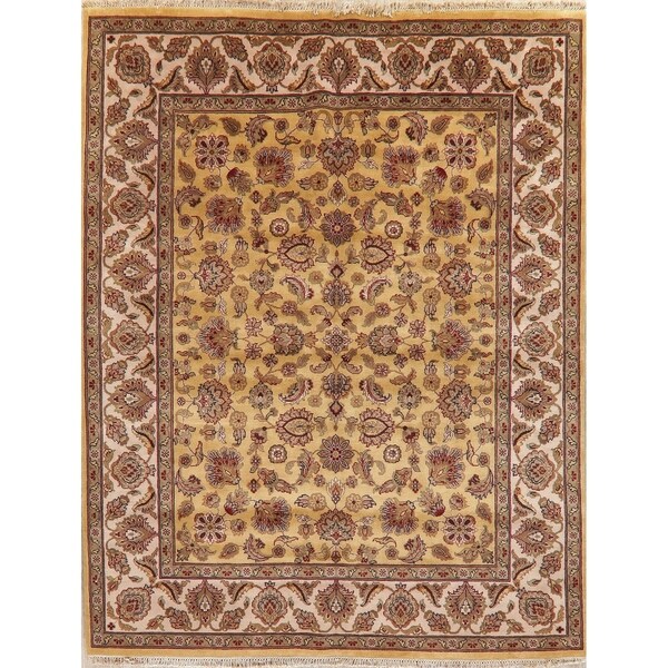 Agra Oriental Hand Knotted Traditional Wool Indian Area Rug - 10'0" x 7'11"