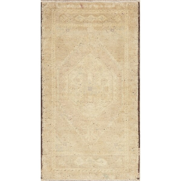 Oushak Oriental Hand Knotted Muted Distressed Vintage Turkish Area Rug - 3'6" x 2'0"
