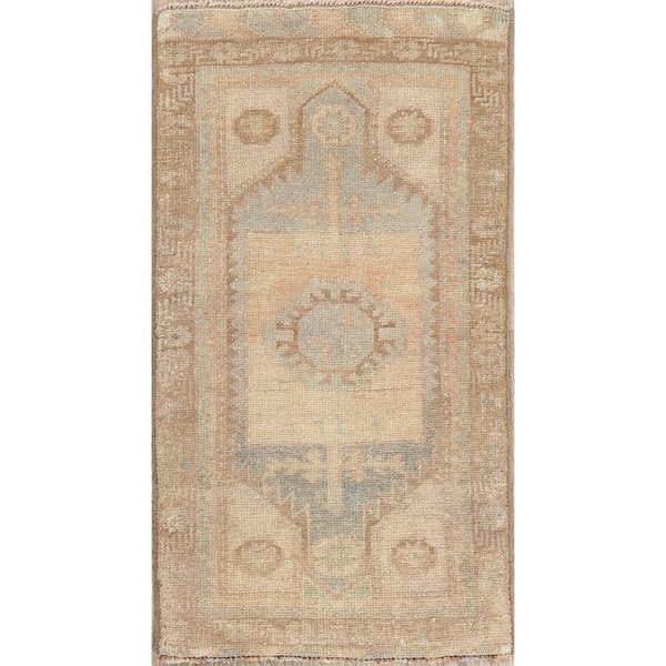 Vintage Oushak Oriental Muted Distressed Hand Knotted Turkish Area Rug - 2'10" x 1'7"