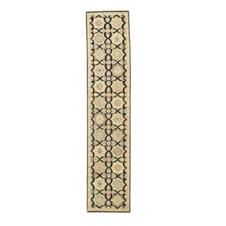 Black/green Hand-knotted Wool Traditional Oriental Agra Rug - 2' 6 x 11' 8