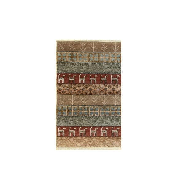 Rust/brown Hand-knotted Wool Traditional Oriental Camels Rug - 3' 1 x 5' 1