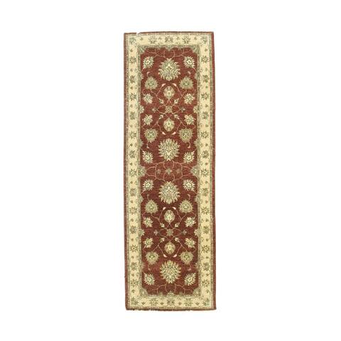 Red/ivory Hand-knotted Wool Traditional Oriental Agra Rug - 2' 7 x 7'11