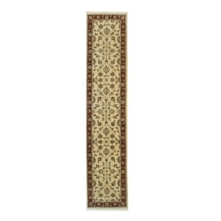 Ivory/red Hand-knotted Wool Traditional Oriental Agra Rug - 2' 6 x 11'11