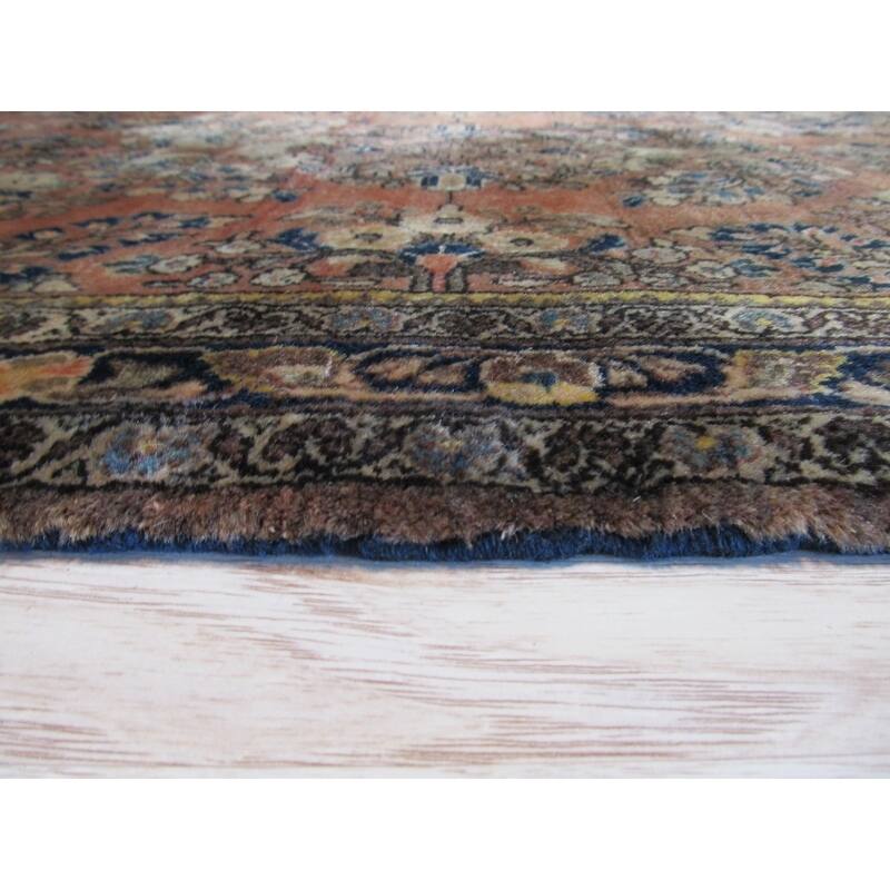 Orange/navy Hand-knotted Wool Traditional Oriental Sarouk Rug - 2' 8 x 6' 6
