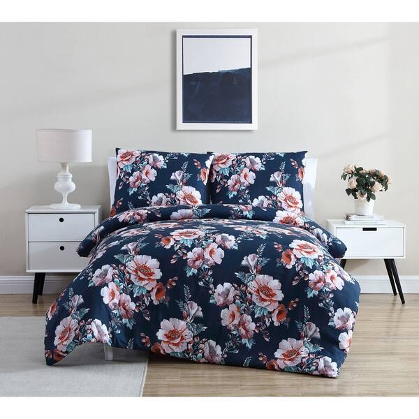 Shop Vcny Home Shelley Navy Floral Comforter Set On Sale