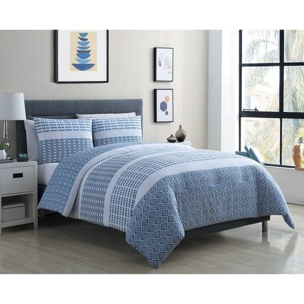Shop Vcny Home Pure Blue And White Stripe Cotton Comforter Set