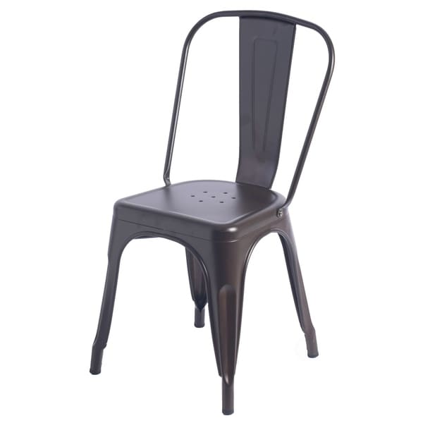 Carbon Loft Ruiz Industrial Metal Dining Bistro Chair with Back