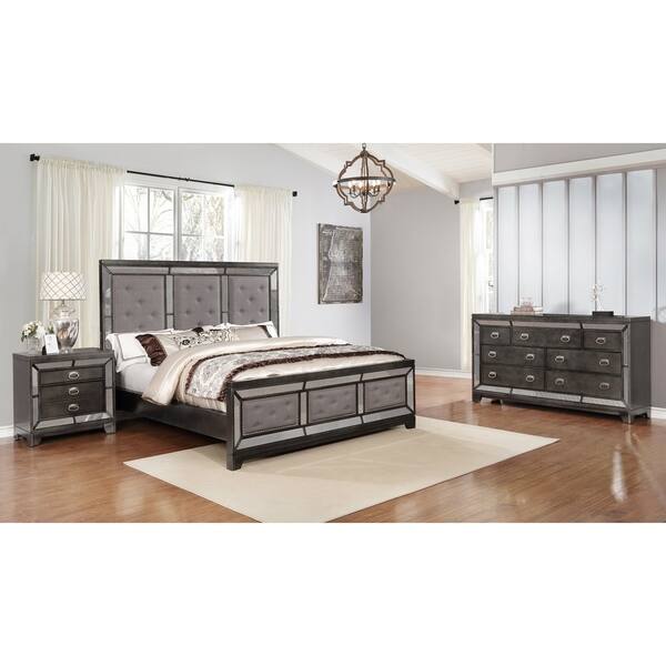 Best Quality Furniture 3 Piece Victoria Bedroom Set W Extra Nightstand And Vanity Set