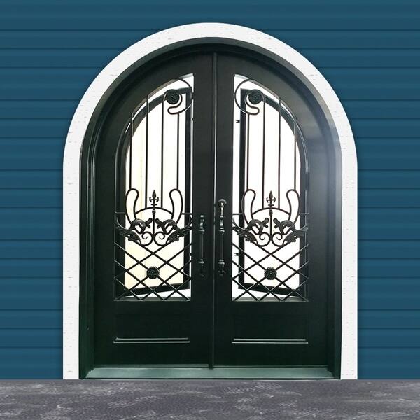 Shop Aleko Iron Dual Door With Frame And Threshold 96 X 108 X 6