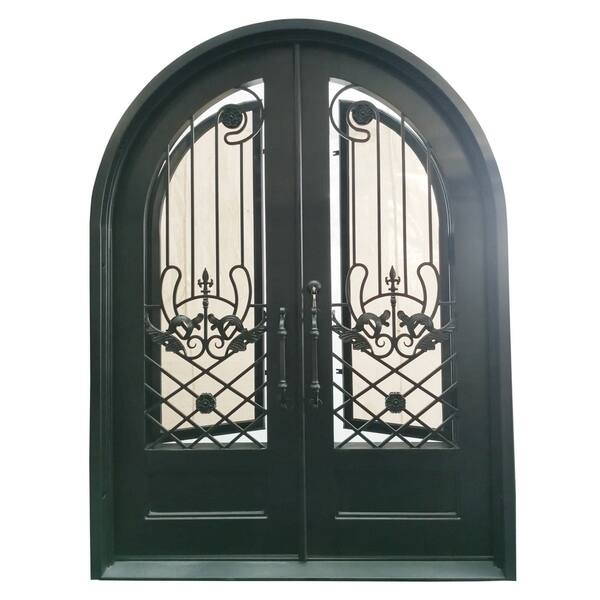 Shop Aleko Iron Dual Door With Frame And Threshold 96 X 108 X 6