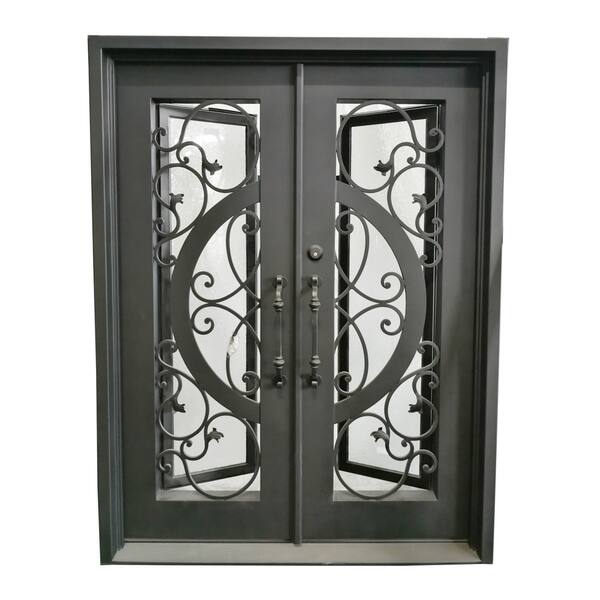 Shop Aleko Iron Vine And Curve Dual Door With Frame And Threshold
