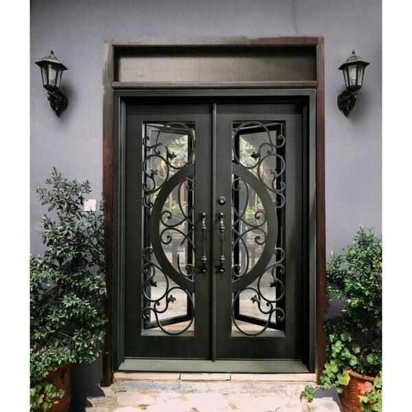 Shop Aleko Iron Vine And Curve Dual Door With Frame And Threshold