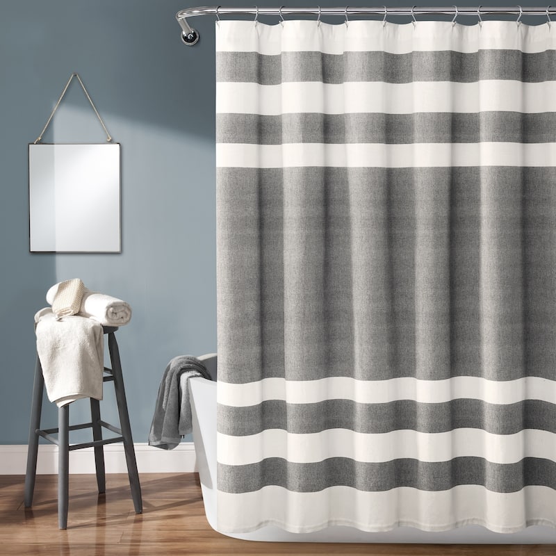 Lush Decor Cape Cod Stripe Yarn Dyed Cotton Shower Curtain