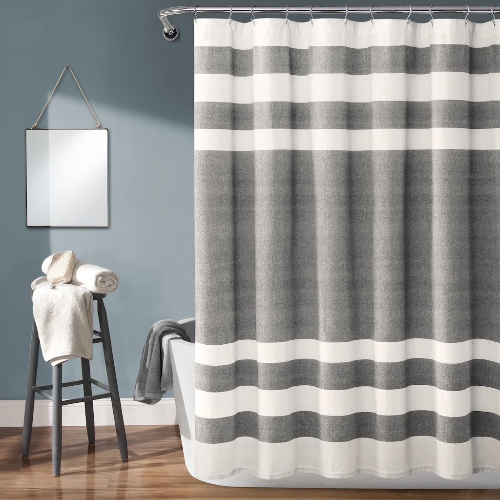 Lush Decor Cape Cod Stripe Yarn Dyed Cotton Shower Curtain