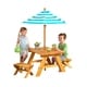 preview thumbnail 3 of 1, Outdoor Table W/ Benches & Umbrella