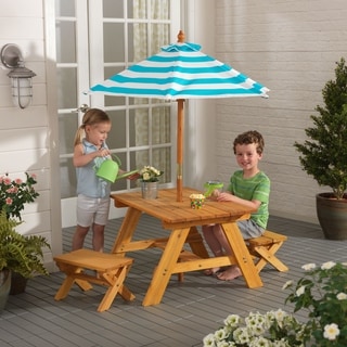 Outdoor Table W/ Benches & Umbrella