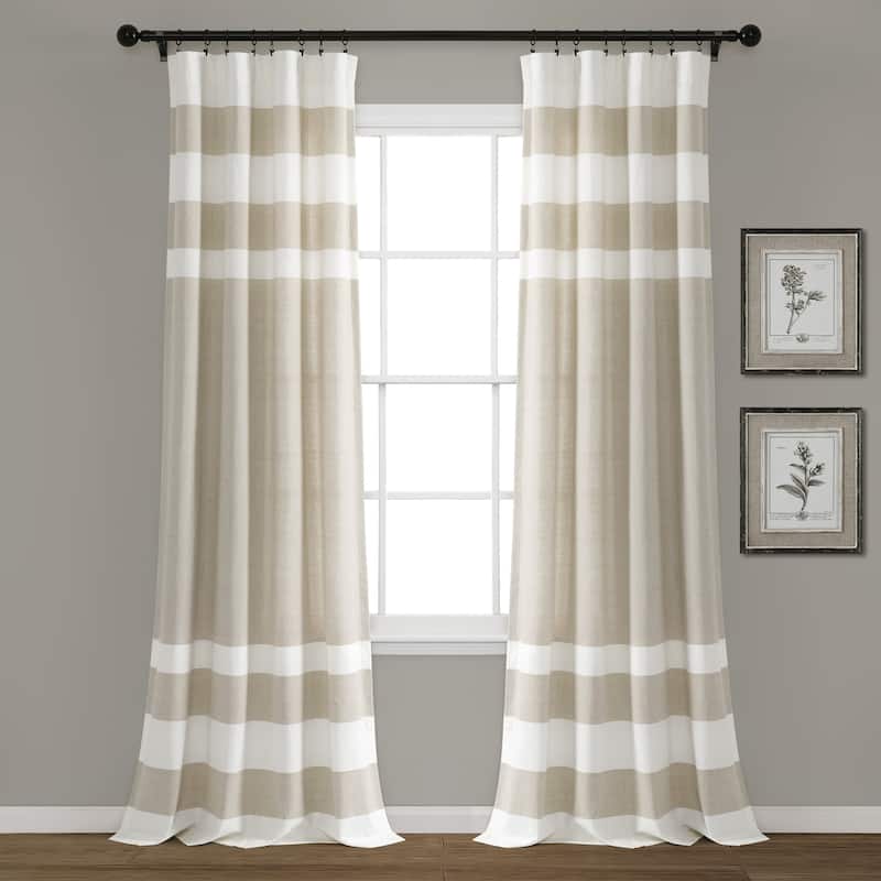 Porch & Den Marty Striped Yarn Dyed Cotton Window Curtain Panel Pair