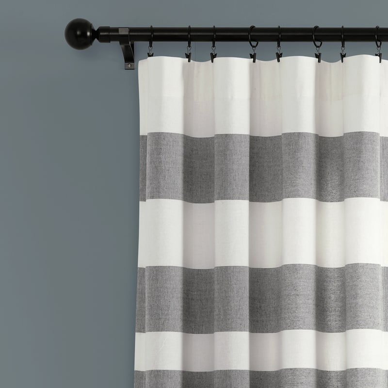 Porch & Den Marty Striped Yarn Dyed Cotton Window Curtain Panel Pair