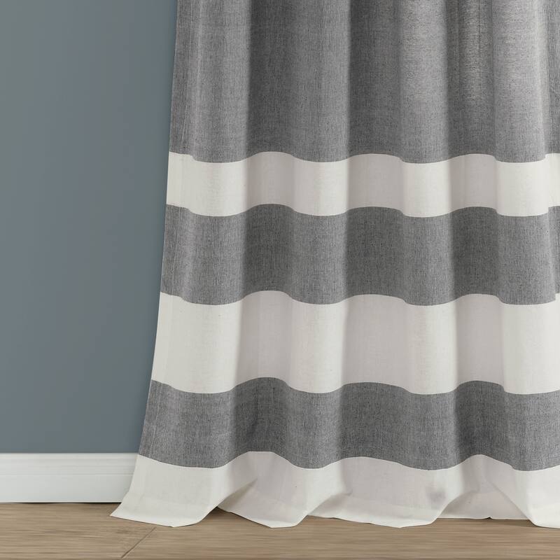 Porch & Den Marty Striped Yarn Dyed Cotton Window Curtain Panel Pair