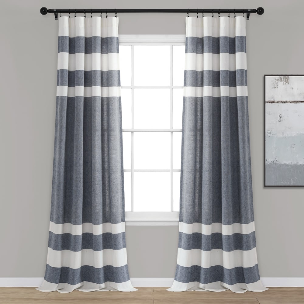 Porch & Den Marty Striped Yarn Dyed Cotton Window Curtain Panel Pair