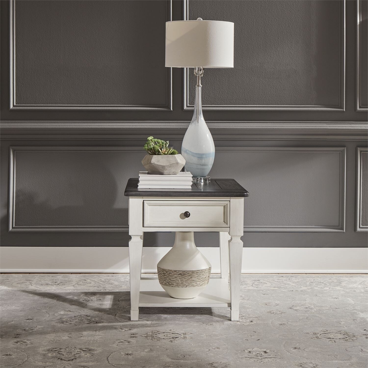 Shop Allyson Park Wirebrushed White 1 Drawer End Table On Sale