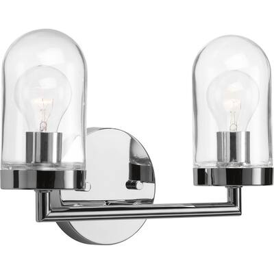 Signal Collection 2-Light Polished Chrome Clear Glass Coastal Bath Vanity Light