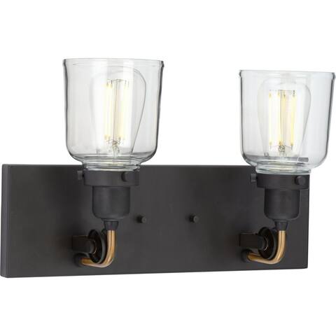 Rushton Collection 2-Light Graphite Clear Glass Farmhouse Bath Vanity Light