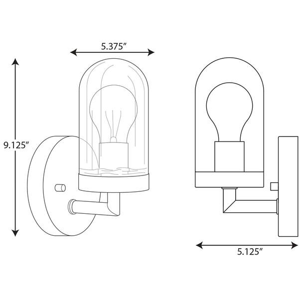 Signal Collection 1Light Graphite Clear Glass Coastal Bath Vanity