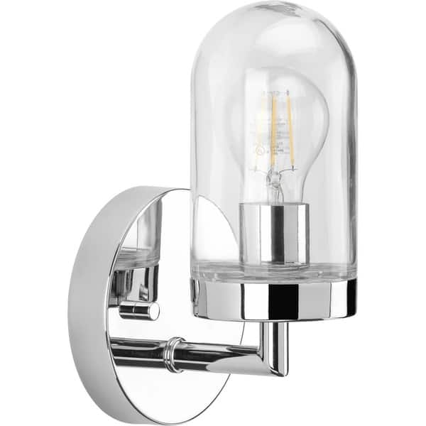 slide 8 of 7, Signal Collection 1-Light Polished Chrome Clear Glass Coastal Bath Vanity Light Metallic
