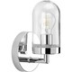 preview thumbnail 1 of 5, Signal Collection 1-Light Polished Chrome Clear Glass Coastal Bath Vanity Light Metallic