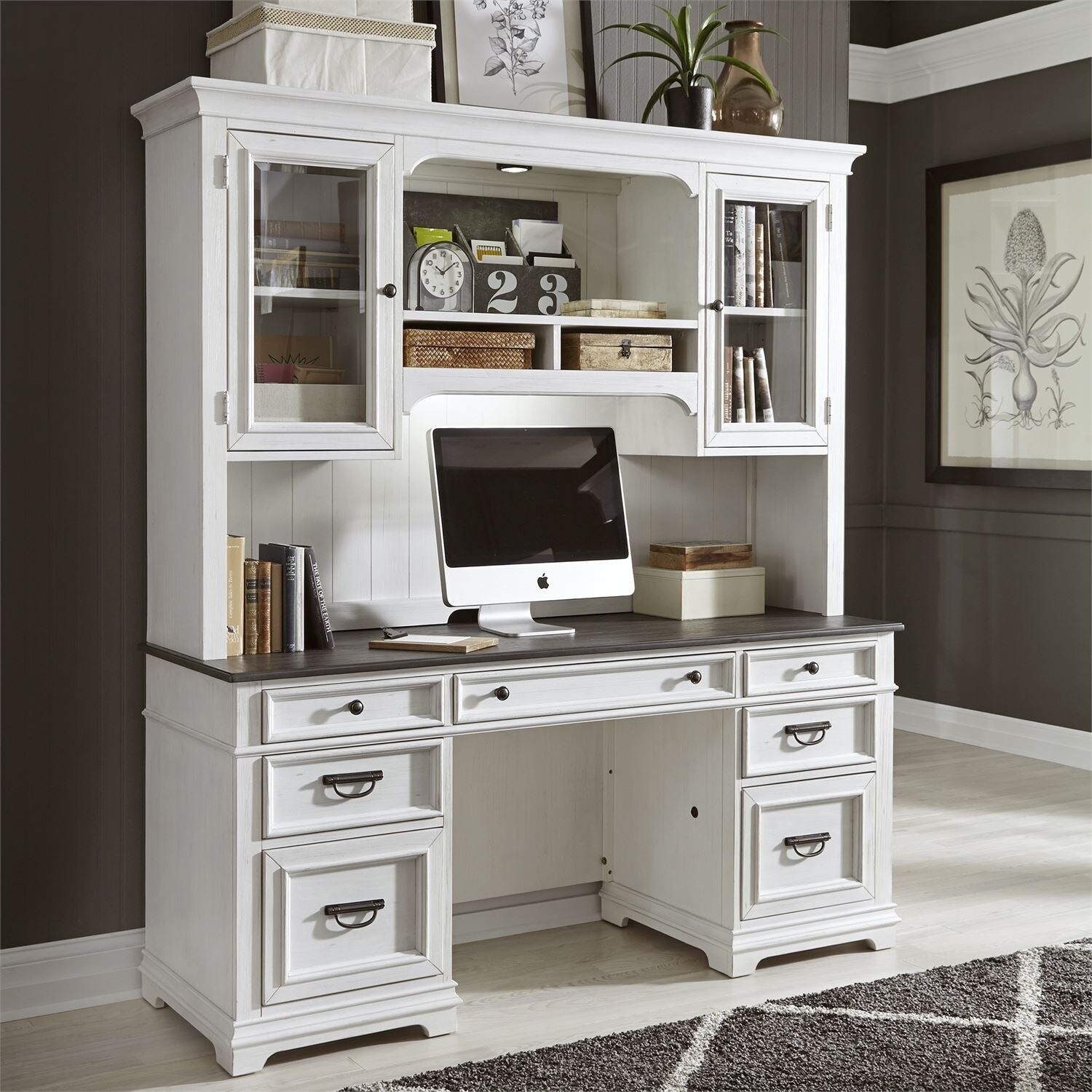 Shop Allyson Park Wirebrushed White Jr Executive Credenza And
