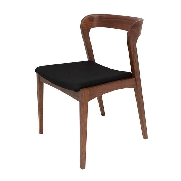 Bjorn Walnut Dining Chair with Black Seat Cushion - Dining Height - Walnut - Single