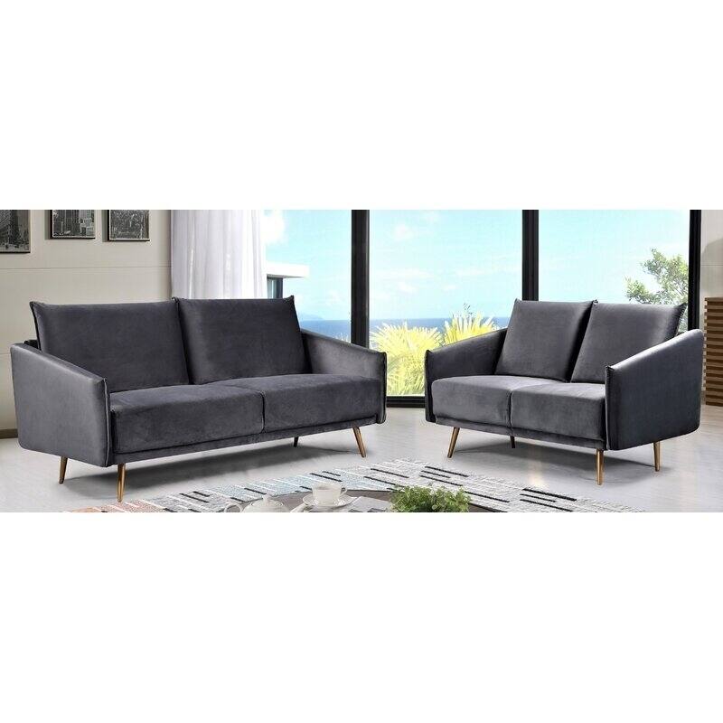 Alaia Luxuriously Velvet 2 Piece Living Room Set