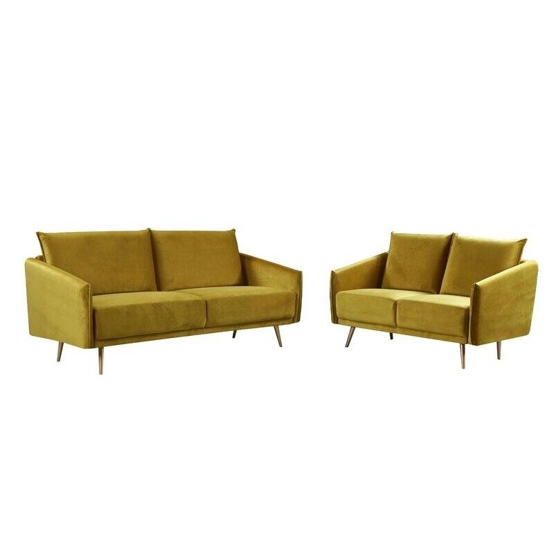 Alaia Luxuriously Velvet 2 Piece Living Room Set