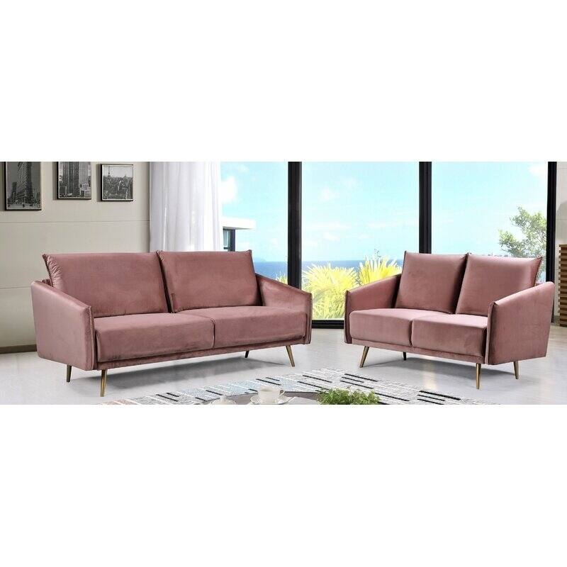 Alaia Luxuriously Velvet 2 Piece Living Room Set