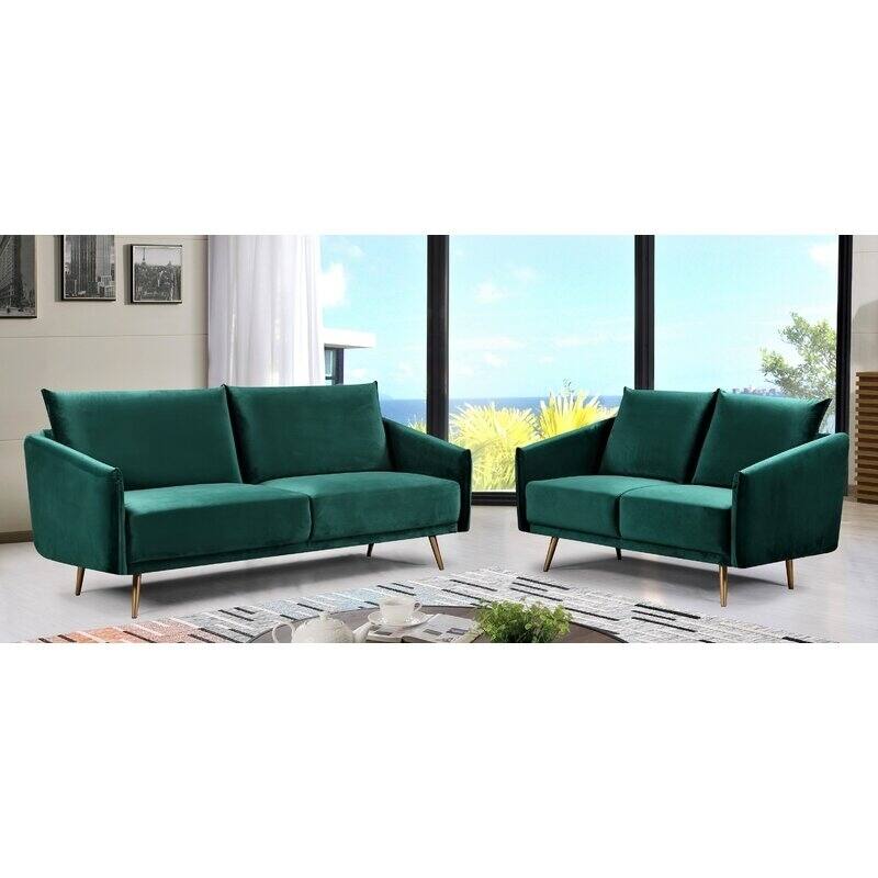Alaia Luxuriously Velvet 2 Piece Living Room Set